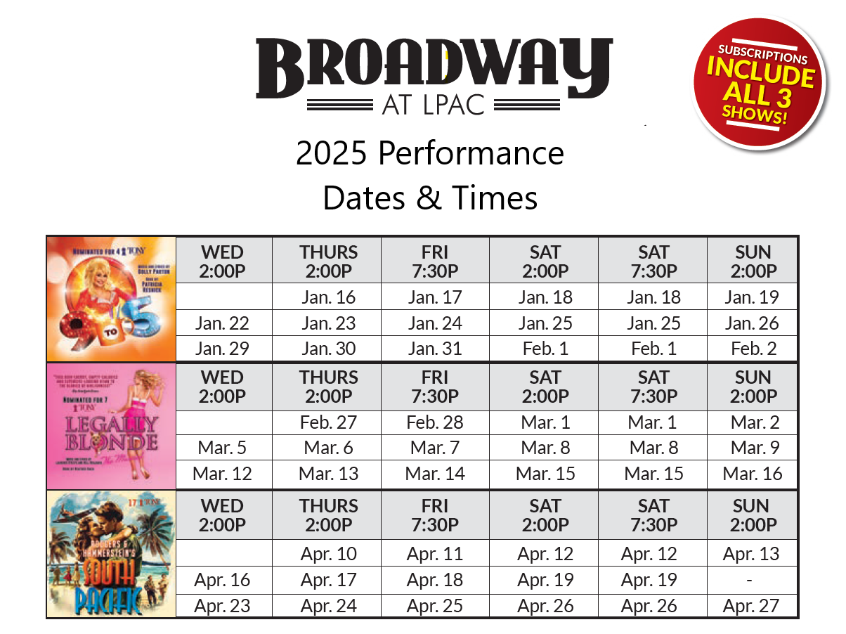 2025 Broadway Performance Dates & Times